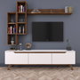 Hanah Home M16 - 804 Mueble de TV Blanco y Nogal con Estantes